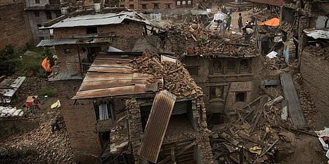 People clear the debris from damage caused by an earthquake in Sakhu, on the outskirts of Kathmandu, Nepal, Wednesday, April 29, 2015. (File Photo | AP)