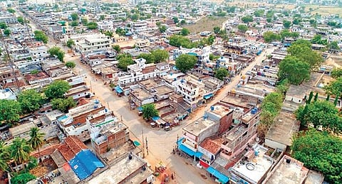 An aerial view of Pochampally village