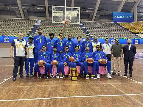 Indian basketball team won the SABA championship 2021. (Photo | Twitter/SAI Media)