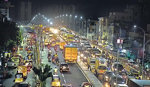 Night view of the newly-inaugurated flyover at Koyambedu | martin louis