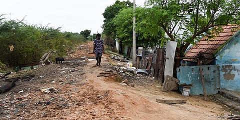 Lack of individual toilets forces residents of Indira Nagar, Tiruchy to defecate in the open. (Photo| MK Ashok Kumar, EPS)