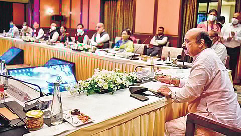 Chief Minister Basavaraj Bommai chairs the second meeting of Group of Ministers  on Goods and Services Tax (GST), in Bengaluru on Saturday