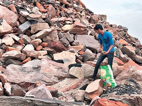 See balls being placed in a rocky overburden dump near Dhanbad | Express