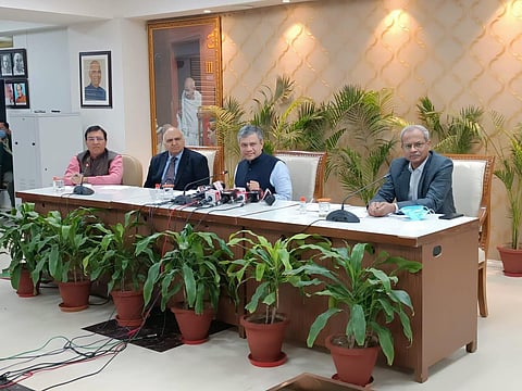 Union Railways Minister Ashwini Vaishnaw addressing a press conference on the Bharat Gaurav trains. (Photo | Twitter)