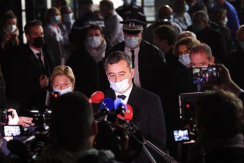 French Interior Minister Gerald Darmanin answers the press in Calais, northern France (Photo | AP)