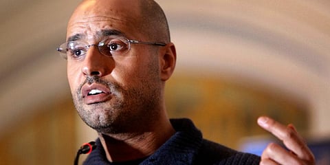 FILE - In this Feb. 25, 2011, file photo, Seif al-Islam Gadhafi speaks to the media at a press conference in a hotel in Tripoli, Libya. (Photo | AP)