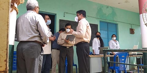 One of the help desks of the Justice A V Chandrashekar Committee collecting applications from public at Government Urdu Primary School in Medi Agrahara a few months ago. (Photo | EPS)