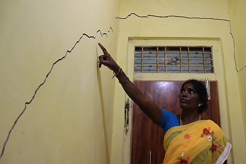 A house located at Thattaparai village near Gudiyatham in Vellore developed cracks reportedly due to an earthquake of 3.6 magnitude. (Photo | S Dinesh, EPS)