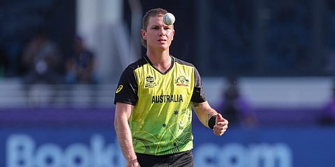 Australia's Adam Zampa prepares to bowl during the Cricket Twenty20 World Cup match between Australia and Bangladesh in Dubai, UAE, Thursday, Nov. 4, 2021. (Photo | AP)