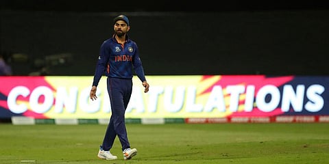 India's captain Virat Kohli reacts after their win in the Cricket Twenty20 World Cup match against Afghanistan in Abu Dhabi, UAE, Wednesday, Nov. 3, 2021. (Photo | AP)