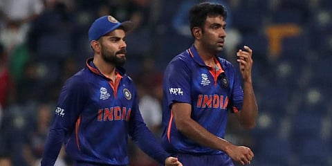 India's Ravichandran Ashwin with captain Virat Kohli. (Photo | AP)