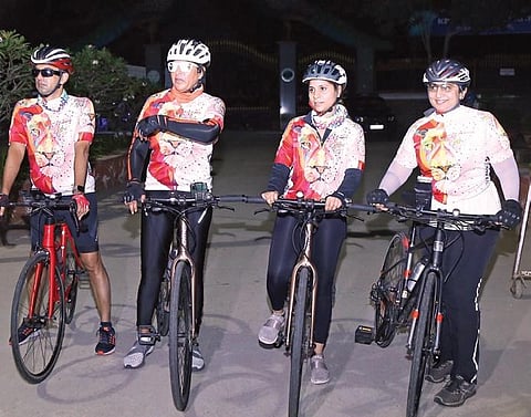 Sandeep Reddy, MD Gayatri Projects and Shobana Kamineni, Executive VC of Apollo Hospitals announce the Apollo D2D Duathlon