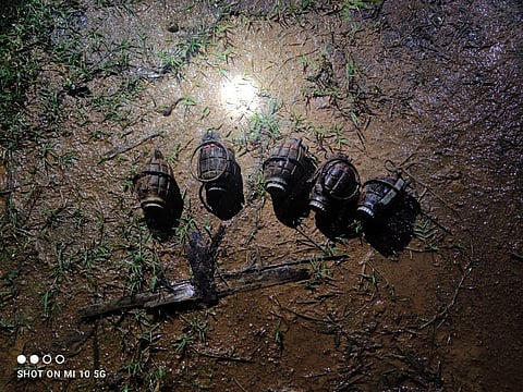 The grenades recovered by the police. (Photo I Express)