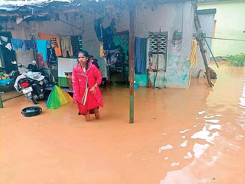 Following heavy rain, water enters a house in Badvel constituency of Kadapa district on Tuesday I Madhav K / Express