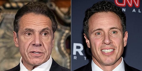 Brothers: Former New York governor Andrew Cuomo (left) and suspended CNN anchor Chris Cuomo (right)