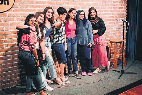Neeti Palta (centre) with other female comedians at a previous FemaPalooza