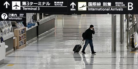 An international arrivals lobby is deserted at Narita International Airport in Narita, east of Tokyo, Japan. (Photo | AP)
