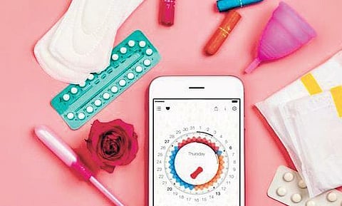 Representational image of menstruation and reproductive health products.