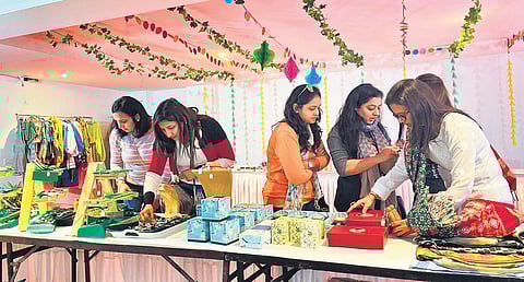 Customers at the pop-up