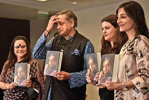 Congress MP Shashi Tharoor during the launch of his book Pride, Prejudice and Punditry in Hyderabad, on Saturday | S Senbagapandiyan