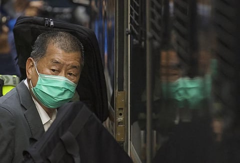 Jimmy Lai leaves the Hong Kong's Court of Final Appeal. (Photo | AP)
