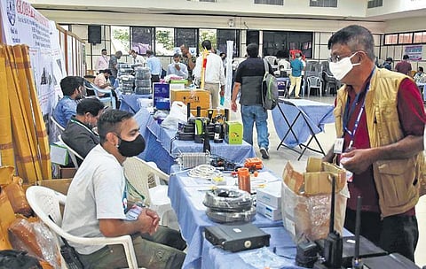 The flea market during the two-day Lamakaan Annual Radio Convention at the Muffakham Jah College of Engineering and Technology (Photo | Express, R V K Rao)