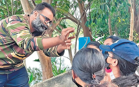 Wildlife experts and enthusiasts at Neknampur lake