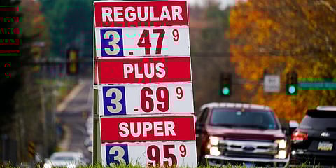 Gasoline prices are displayed at a station in Huntingdon Valley. (Photo | AP)