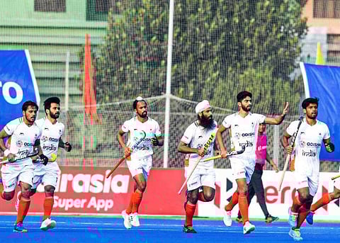 Indian hockey team as they beat Japan 6-0 in the ACT Hockey. (Photo | Twitter)