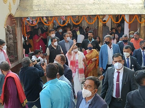West Bengal Chief Minister Mamata Banerjee at Kamakhya temple in Guwahati on Tuesday. (Photo | EPS)