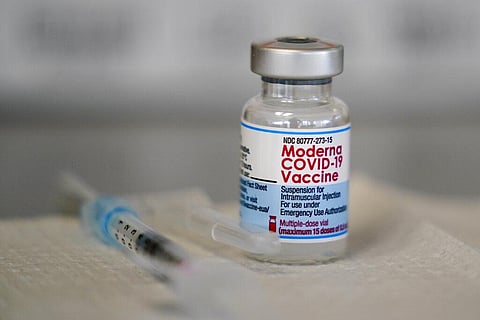 A vial of the Moderna COVID-19 vaccine is seen during a vaccination clinic at the Norristown Public Health Center in Norristown, Pa., Tuesday, Dec. 7, 2021. (Photo | AP)