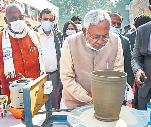 Nitish Kumar at an exhibition in Motihari in Bihar on Wednesday | PTI