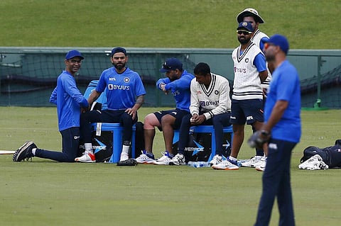 Indian cricketers during a practice session ahead of their first test against South Africa, in Centurion, Pretoria, South Africa. (Photo | AP)