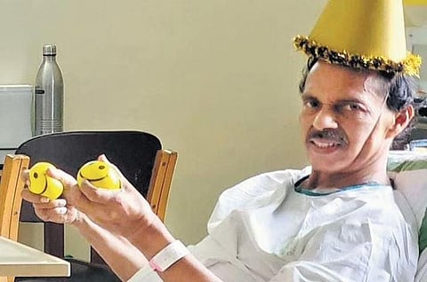 P T Thomas at CMC Hospital, Vellore, on his birthday 10 days ago 