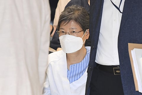Former South Korean President Park Geun-hye arrives at a hospital in Seoul, South Korea, on July 20, 2021. (Photo | AP)