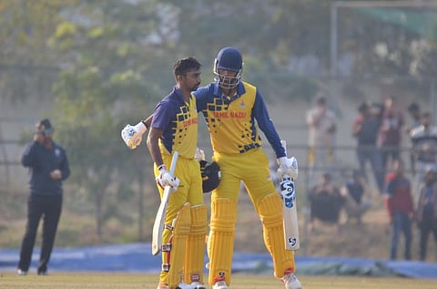 Baba Aparajth's 122 helped Tamil Nadu recover from a bad start against Saurashtra in the Vijay Hazare Trophy semifinals in Jaipur on Friday (Photo | TNCA)