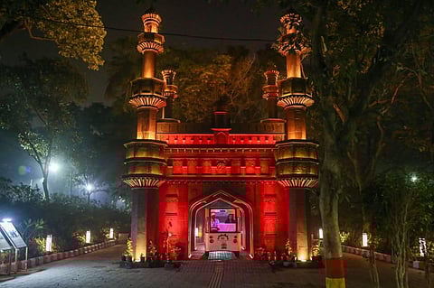 A replica of Charminar at newly inaugurated 'Bharat Darshan Park' at Punjabi Bagh in New Delhi, Saturday, Dec. 25, 2021. (Photo | PTI)