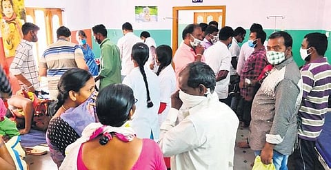 Relatives of the victims at the hospital