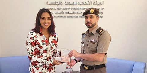 South Indian actress Amala Paul receives her UAE Golden Visa. (Photo| Twitter)