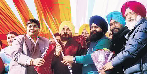 Punjab CM Charanjit Singh Channi at a rally in Patiala on Wednesday. (Photo | PTI)