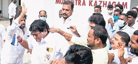 Ompodi C Prasad Singh being attacked on Friday | R Satish Babu