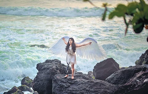 Paathu Fathima created a buzz after her inspiring photoshoot as an angel in the backdrop of a beach.