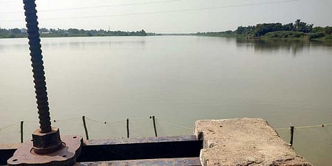 The Samuthiram lake near Thanjavur brimming with water following recent rains. (Photo | EPS)