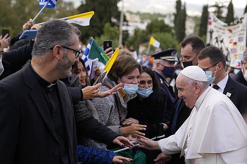 Pope Francis visits Saint Dionysius School of the Ursuline Sisters in Athens, Greece (Photo | AP)