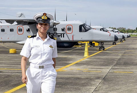 Women have been shining in the Armed forces too. In 2019, 24-year old sub-Lieutenant Shivangi became the first woman pilot of the Indian Navy. (Photo | PTI)