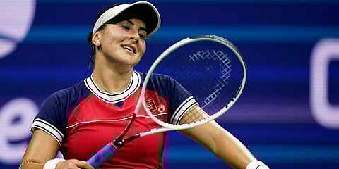 FILE - Bianca Andreescu, of Canada, reacts between points during the first round of the U.S. Open tennis championships, Tuesday, Aug. 31, 2021, in New York. (Photo | AP)
