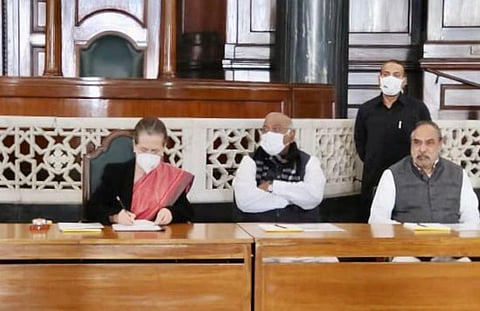 Congress interim president Sonia Gandhi at CPP meeting (Photo | ANI)