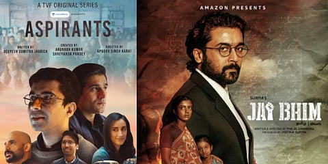 Posters of 'Aspirants' and Suriya's 'Jai Bhim'