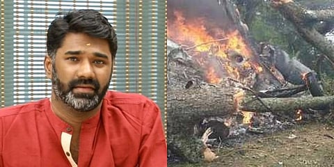 Youtuber Maridhas (Left); Site of the chopper crash incident (Right)