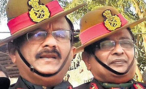 Lt-General Sarath Chand, former VCOAS and Lt-Gen Cherish Mathson, former GOC-in-C, South Western Command, at Sainik School in Thiruvananthapuram during an interaction with media in 2017 | Express